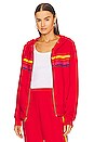 view 1 of 6 5 Stripe Zip Hoodie in Red & Yellow Purple