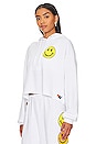 view 3 of 5 Smiley 2 Relaxed Cropped Hoodie in White