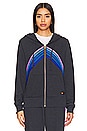 view 2 of 5 Mountain Stitch Chevron Hoodie in Charcoal & Blue Purple