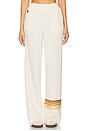 view 1 of 6 Rugby Stitch Wide Leg Pocket Sweatpant in Vintage White & Brown