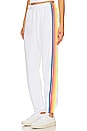 view 1 of 4 5 Stripe Sweatpants in White & Neon Rainbow
