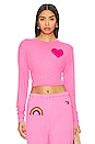 view 1 of 4 HEART PRINT Tシャツ in Neon Pink