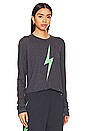 view 2 of 4 Bolt Long Sleeve Boyfriend Tee in Charcoal & Mint