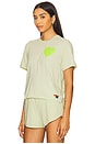 view 2 of 4 Heart Print Boyfriend Tee in Lime Cream & Neon Yellow
