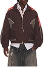 view 1 of 5 Unisex Color Block Nylon Track Jacket in Red & Brown