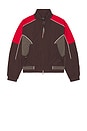 view 4 of 5 Unisex Color Block Nylon Track Jacket in Red & Brown