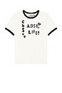 view 4 of 5 Essential Adsb Flocking Ringer T-shirt in White