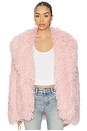 view 1 of 5 Poison Faux Fur Jacket in Soft Rose