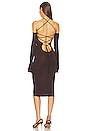 view 3 of 3 Maddy Off Shoulder Lace Up Midi Dress in Dark Brown