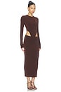 view 2 of 3 ROBE MIDI À DÉCOUPES HELOISE  in Dark Brown