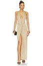 view 5 of 6 FALDA LARGA DRAPEADA ANJA in Gold