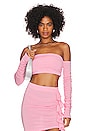 view 1 of 4 Lexi Off Shoulder Draped Crop Top in Flamingo Pink