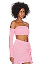 view 2 of 4 Lexi Off Shoulder Draped Crop Top in Flamingo Pink
