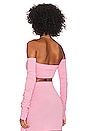 view 3 of 4 Lexi Off Shoulder Draped Crop Top in Flamingo Pink