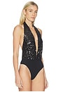view 3 of 6 Zendaya Sleeveless V Neck Bodysuit in Black Sequin