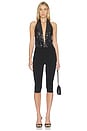 view 5 of 6 Zendaya Sleeveless V Neck Bodysuit in Black Sequin