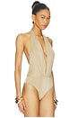 view 3 of 5 Zendaya Deep Vneck Bodysuit in Gold