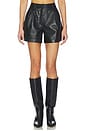 view 1 of 6 Trent Short in Black Recycled Leather