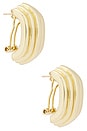 view 1 of 3 Chunky Ribbed Earrings in Gold
