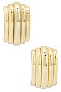 view 2 of 3 Chunky Ribbed Earrings in Gold