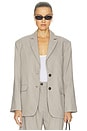 view 1 of 6 Chaqueta Quinn in Taupe And Blue Pinstripe