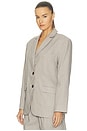view 4 of 6 Chaqueta Quinn in Taupe And Blue Pinstripe