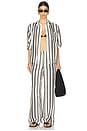 view 5 of 6 Elain Pant in Ivory & Black Monogram Stripe