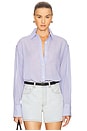 view 1 of 5 Plaza Shirt in Blue & White Mini Stripe
