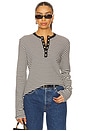 view 1 of 5 Alessia Long Sleeve Tee in Cream & Black Stripe