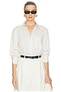 view 1 of 6 CAMISA ESSIE CROPPED in Cream Pinstripe