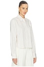view 3 of 6 CAMISA ESSIE CROPPED in Cream Pinstripe