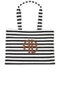 view 1 of 4 Lara Tote in Black & Natural Stripe