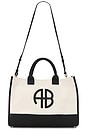 view 1 of 5 Lara Medium Tote Bag in Natural Canvas & Black