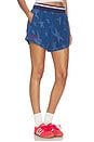 view 3 of 7 Denim Graphic Varsity Shorts in Medium Blue Denim