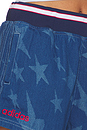 view 7 of 7 Denim Graphic Varsity Shorts in Medium Blue Denim