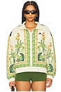 view 2 of 5 X Farm Premium Jacket in Cream White, Bold Gold, & Semi Flash Green