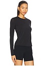 view 3 of 5 Sheer 3 Stripe Long Sleeve in Black