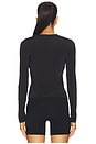 view 4 of 5 Sheer 3 Stripe Long Sleeve in Black