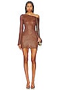 view 1 of 5 Maya Sleeve Mini Dress in Chocolate Sequin