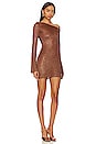 view 2 of 5 Maya Sleeve Mini Dress in Chocolate Sequin