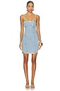 view 1 of 4 Vera Embroidered Mini Dress in Light Wash & Golden Olive