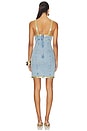 view 3 of 4 Vera Embroidered Mini Dress in Light Wash & Golden Olive