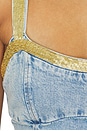 view 4 of 4 Vera Embroidered Mini Dress in Light Wash & Golden Olive