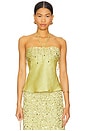 view 1 of 5 Yasmin Hand Beaded Halter Neck Top in Olive Oil