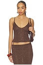 view 1 of 5 Carolina Camisole in Dark Chocolate Sequin