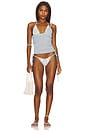 view 4 of 5 Lio Jacquard Bikini Bottom in Salt & Sky Blue Delilah Sequin