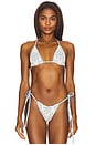 view 1 of 5 Lio Jacquard Bikini Top in Salt & Sky Blue Delilah Sequin
