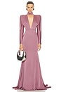 view 1 of 3 Long Sleeve V Neck Gown in Mauve