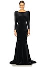 view 2 of 3 Draped Open Back Velvet Gown in Black