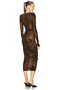 view 3 of 3 Leopard Burnout Plunging Mesh Midi Dress in Tobacco